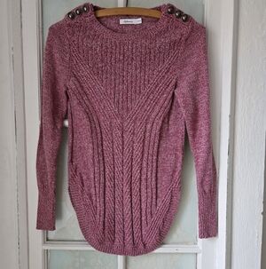 Reitmans Pink Marled Button Shoulder Knit Sweater XXS